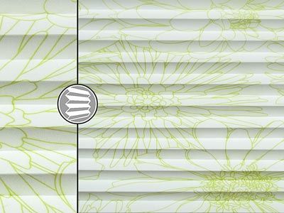 Faltstore Stoff Bloom, Kadeco, weiß mit floralem grünen Linienmuster