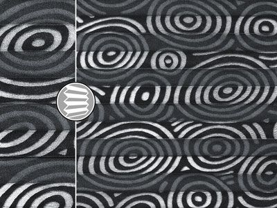 Faltstorestoff Orbit, schwarz mit Ausbrenner Ringmuster